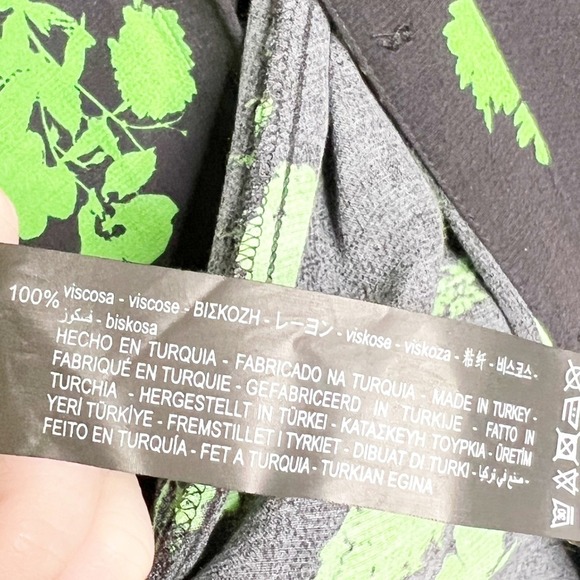 Zara The Nadia Women Black Green Floral Button Front Shirt Mini Dress Size XL - Picture 7 of 7